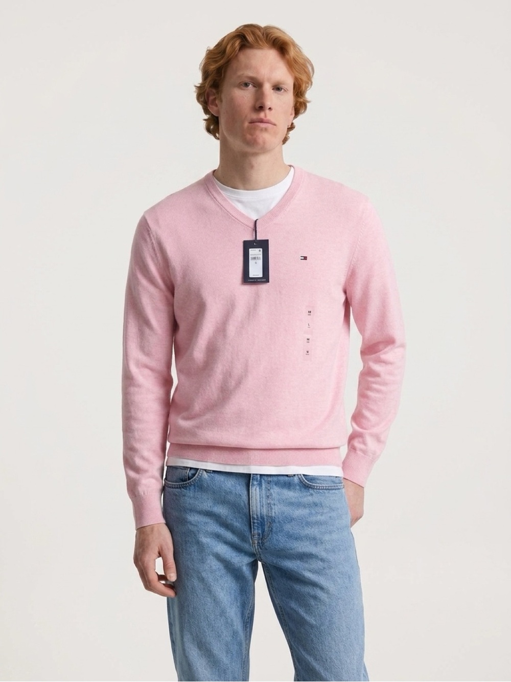 Tommy Hilfiger Men's Light Pink Crewneck Sweater 💞